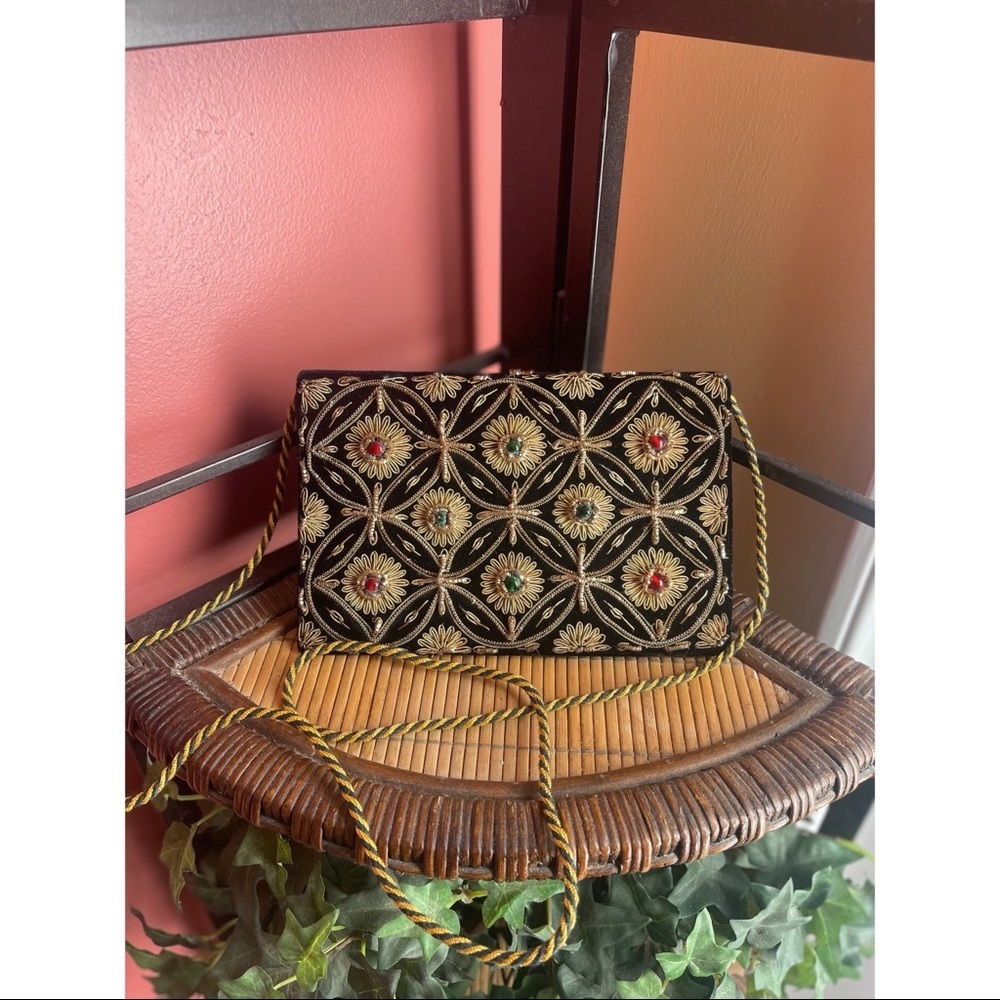 VINTAGE velvet tinsel purse - Picture 5 of 7